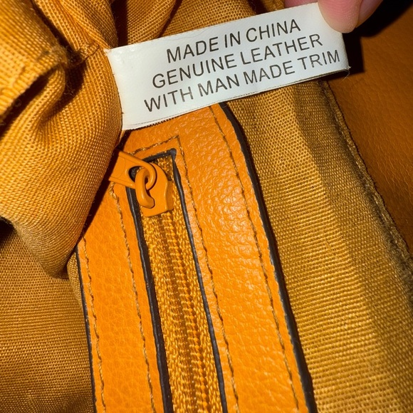 Vintage Y2K western Orange mustard leather shoulder bag baguette style purse - Picture 8 of 14